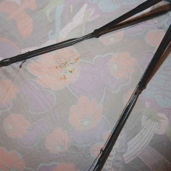 Vtg The Sak Happy & Free Compact Umbrella Crochet Bird Peace Love Nature Hippie - Picture 8 of 12